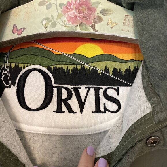 Orvis Signature Quarter-Zip Snap Sweatshirt Men's M Green - Picture 3 of 9